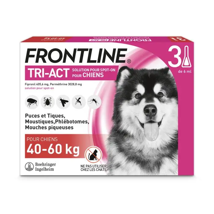 Frontline Tri-act XL chien 40 à 60kg Meilleur Prix