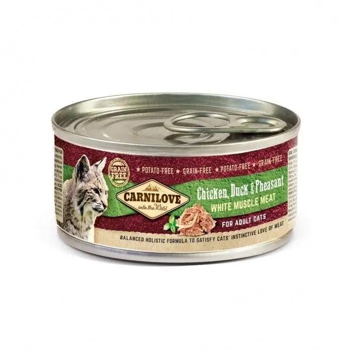 Soldes Carnilove Chat Adulte – Poulet, Canard et Faisan – Sans Céréales – Boite de 100g