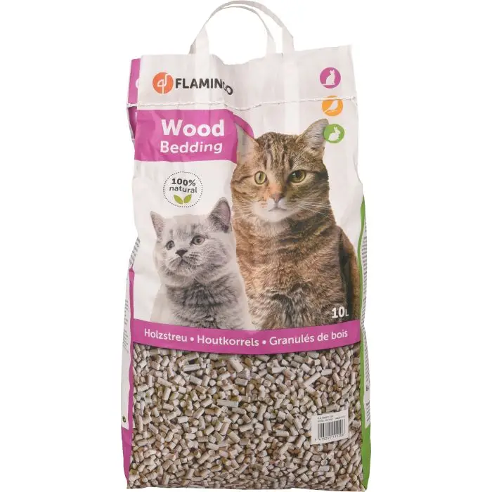 Affaire À Saisir Flamingo Granules De Bois pour Chat 5,5kg – 10L