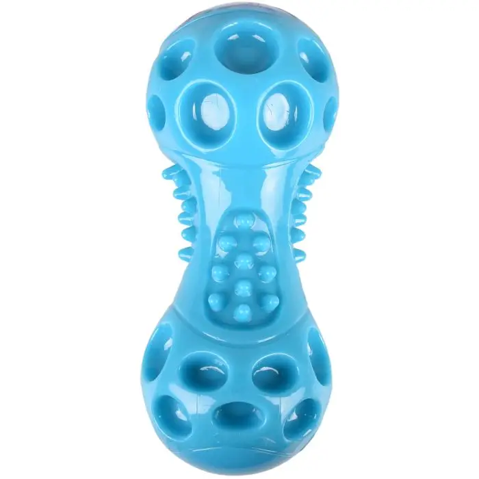 Acheter Direct Flamingo Wido Squeak Haltère pour Chien Bleu 14cm