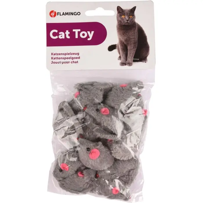 Retour Gratuit Flamingo Peluche Souris pour Chat A Poil Court 5cm Gris 12pcs