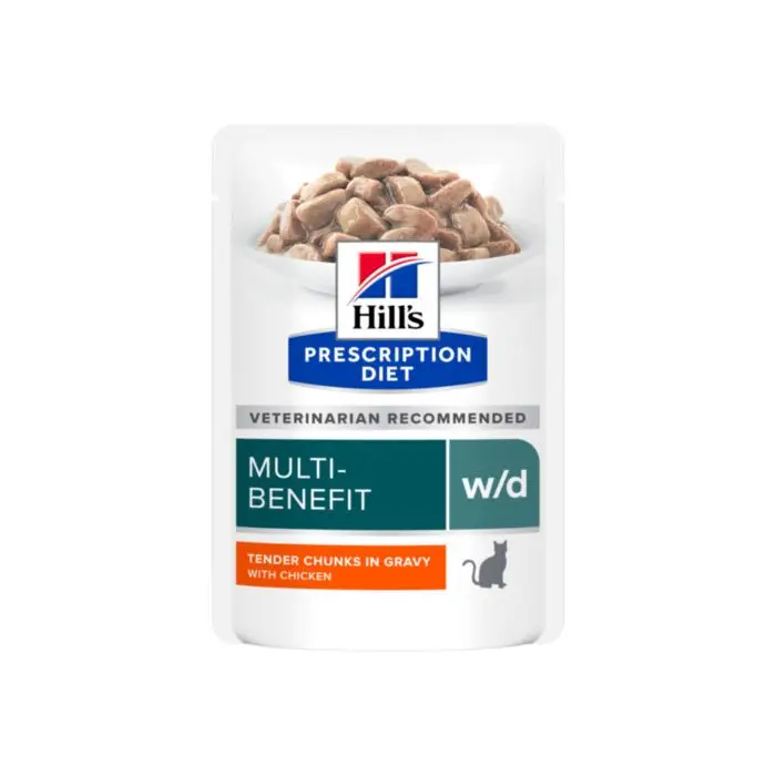 Hill&rsquo;s Prescription Diet W/D Multi Benefit sachets pour Chat – 12x85g Prix Bas