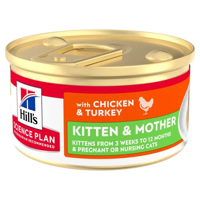 Hill&rsquo;s Science Plan Kitten & Mother Mousse au Poulet & Dinde 12x85g Haute Qualité