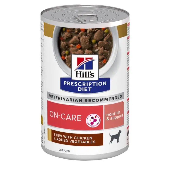 Nouvelle Collection Hill&rsquo;s Prescription Diet ON-Care – Mijoté pour Chien au Poulet & Légumes Ajoutés 12x354g