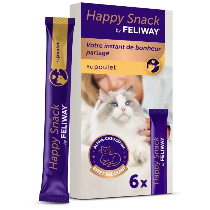 Feliway Happy Snack Friandises pour Chat au Poulet 6x15g Produit De Marque
