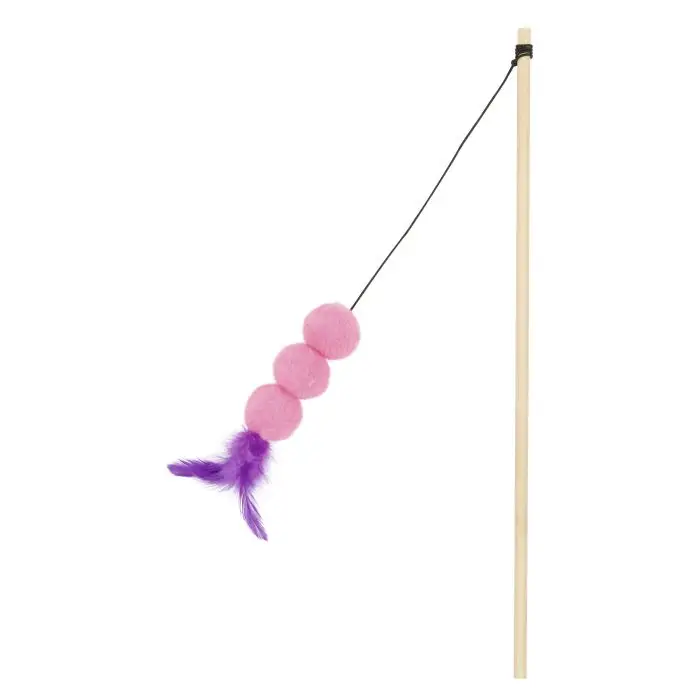 Offre Limitée Yogi Family Canne À Pêche Jouets Boules Rose pour Chat 40cm