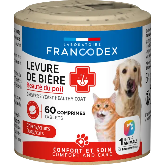 Francodex Levure de Bière Beauté du Poil pour Chiens et Chats 60 Comprimés Prix Bas