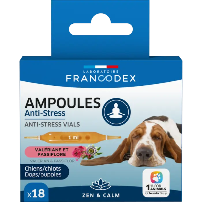 Francodex Anti-Stress Ampoules pour Chiens et Chiots 18 pièces Nouvel Arrivage