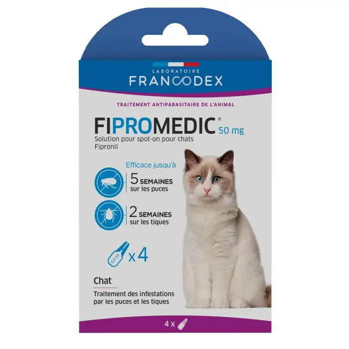 Francodex Fipromedic Anti-Puce 50mg Spot-On pour Chat Expédition Rapide