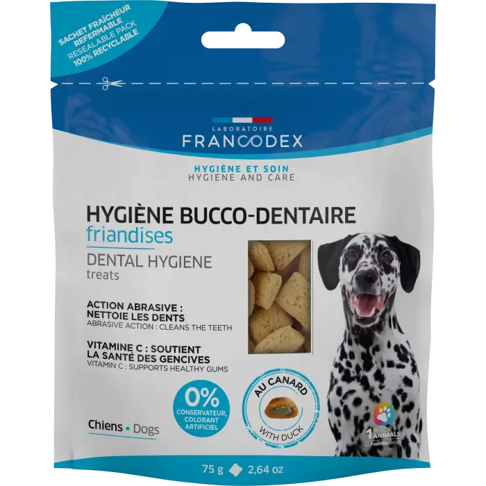Francodex Hygiène Bucco-Dentaire Friandises au Canard pour Chiens et Chiots 75g Offre Limitée
