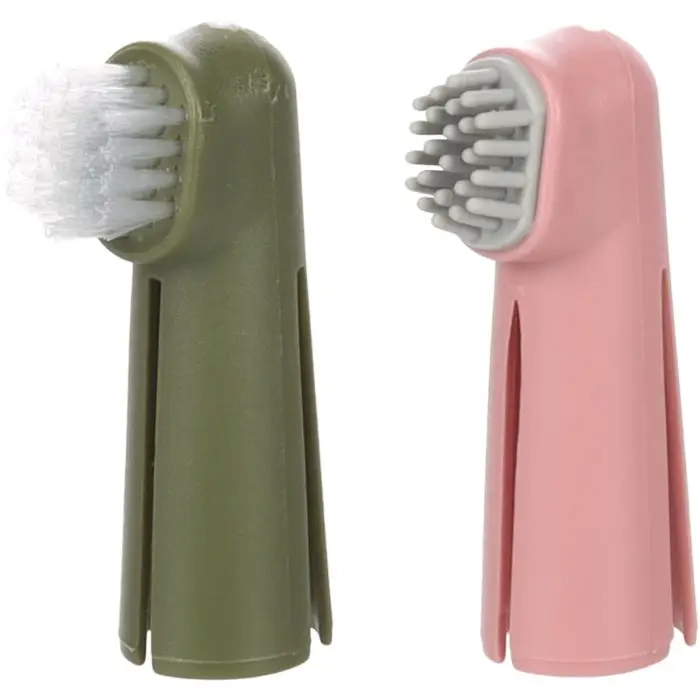 Certifié Flamingo Set Brosse À Dents De Doigt Dentes Rose Vert pour Chien