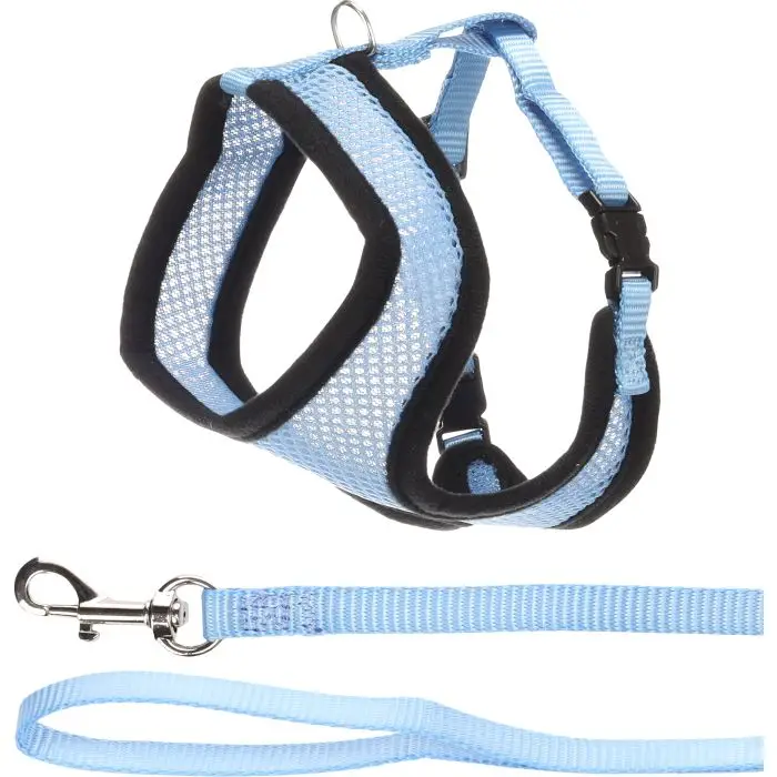 Solde Flamingo Harnais pour Chaton + Laisse Bleu 28cm 32-41cm 110cm