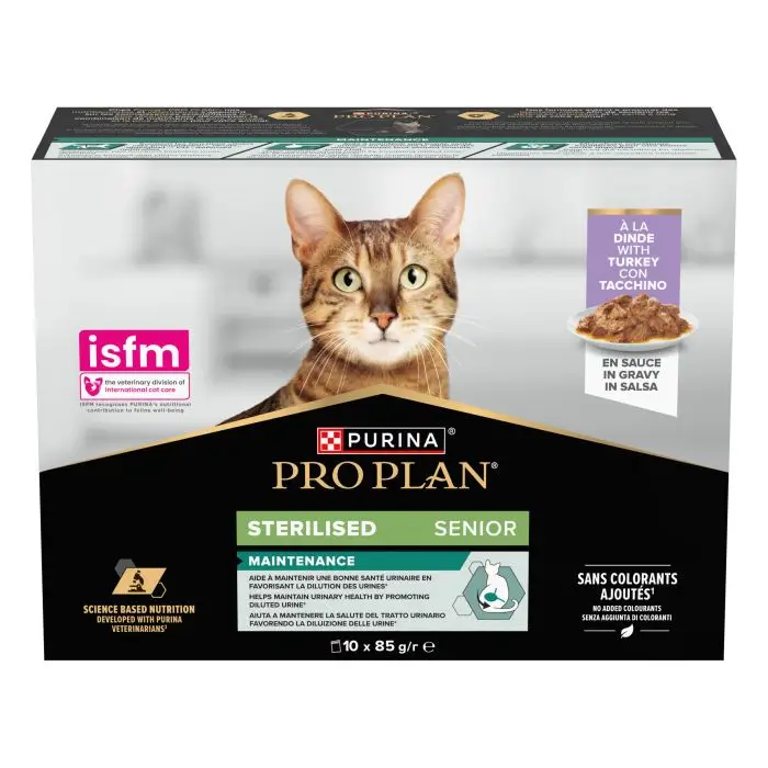 Pro Plan Senior 7+ Sterilisé Maintenance Nourriture Humide pour Chats à la Dinde 10x85g Promotion Saisonnière