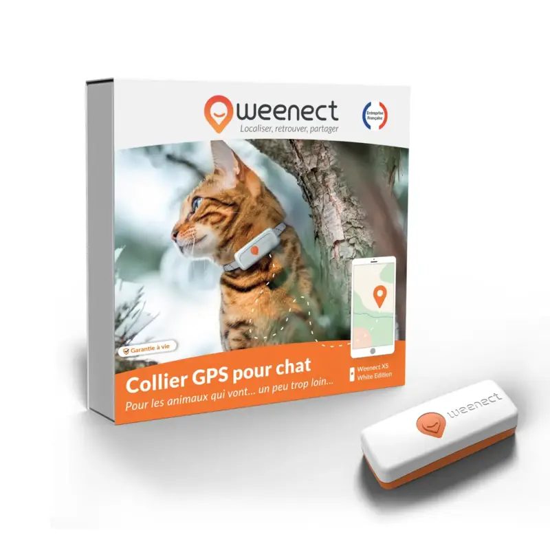 Collier GPS Wennect XS Cats – Blanc Certifié