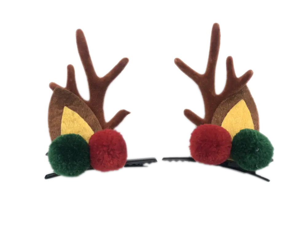 Barrette bois de Renne Noel avec pompons Achetez Aujourd&rsquo;hui