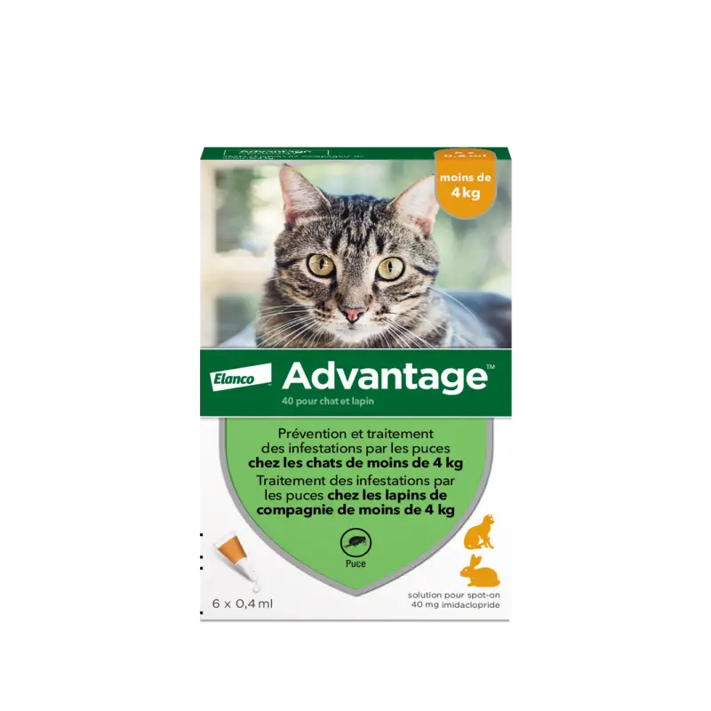 Jusqu&rsquo;à Épuisement Des Stocks Advantage 40 – pipettes antipuces chat & lapin ≤ 4 kg