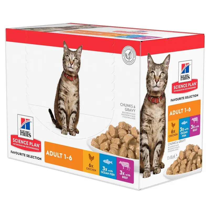 Nouvelle Collection Hill&rsquo;s Science Plan Adult Multipack – émincés chat en sauce