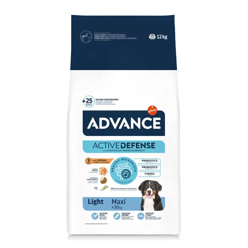 Expédition Rapide Advance Active Defense Light Adult Maxi – chien au poulet