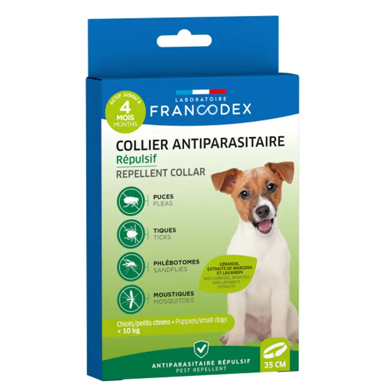 Collier antiparasitaire répulsif 35cm chiots et petits chiens Francodex Vente Flash