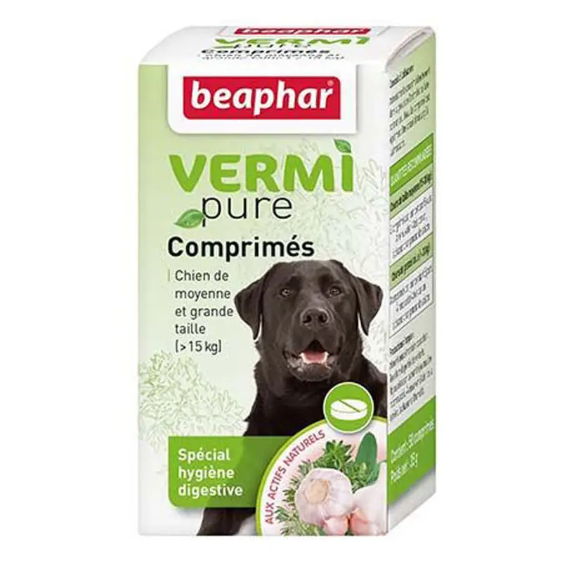 Comprimés purge Vermipure chien de moyenne et grande taille Satisfait Ou Remboursé