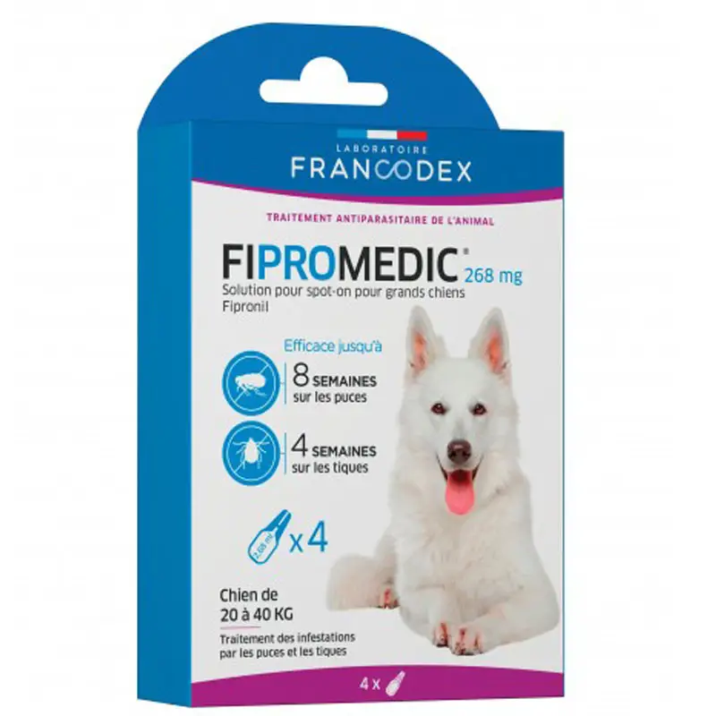 Usine Directe Antiparasitaire Fipromedic pour grands chiens x4 Francodex